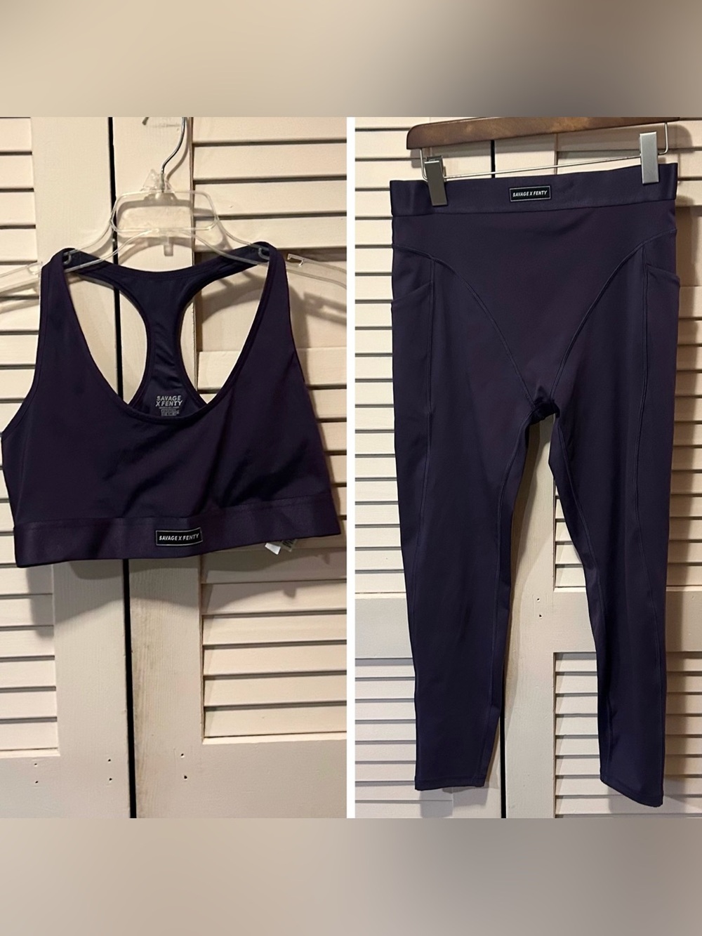 Savage X Fenty Lineup High-Waist Pocket Legging & Sports Bra Set Purple XL